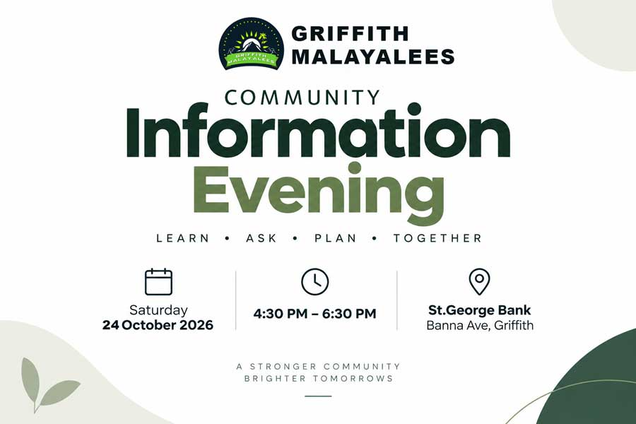 Griffith Malayalees Community Information Evening